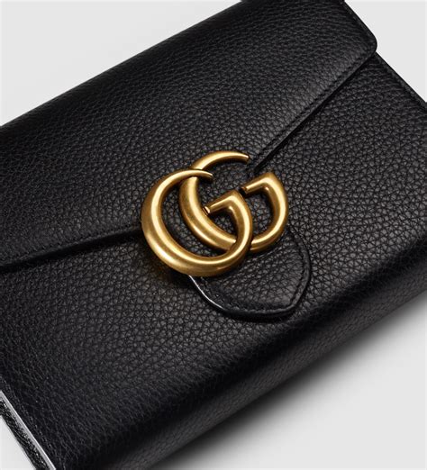 gucci walet on chain|GG Marmont chain wallet in black leather .